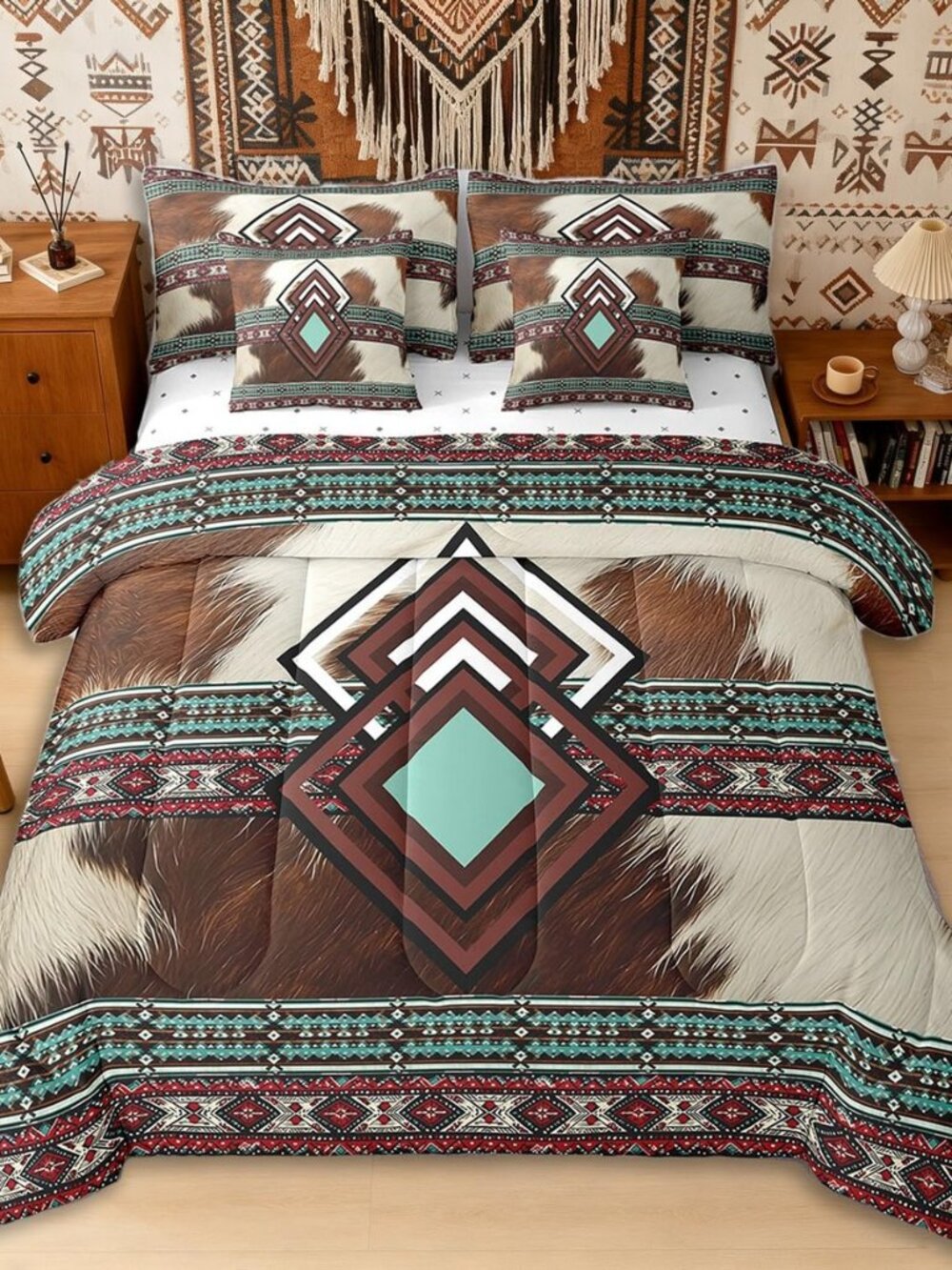 Geometric Aztec Bed in A Bag Queen Comforter Set 7 Piece